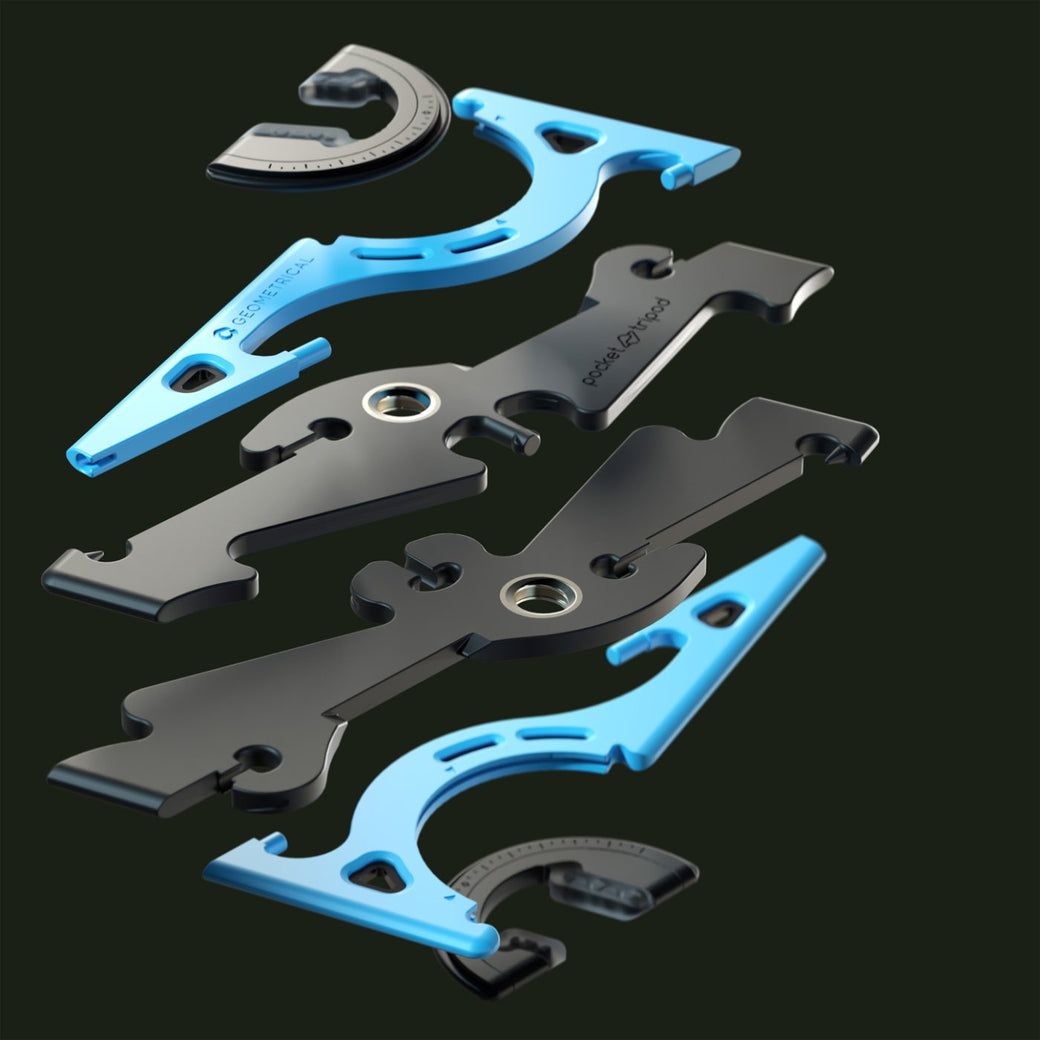 Exploded view of the Pocket Tripod parts