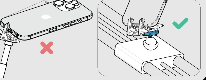 Manual: keep the tripod under the device; slow steady moves only