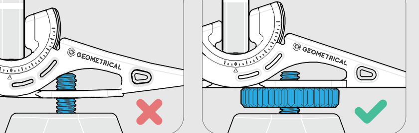 Manual: on a long screw use a nut to limit depth so it does not hit the leg