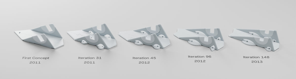 Premarket prototypes: First Concept 2011, Iteration 31 2011, Iteration 45 2012, Iteration 96 2012, Iteration 148 2013
