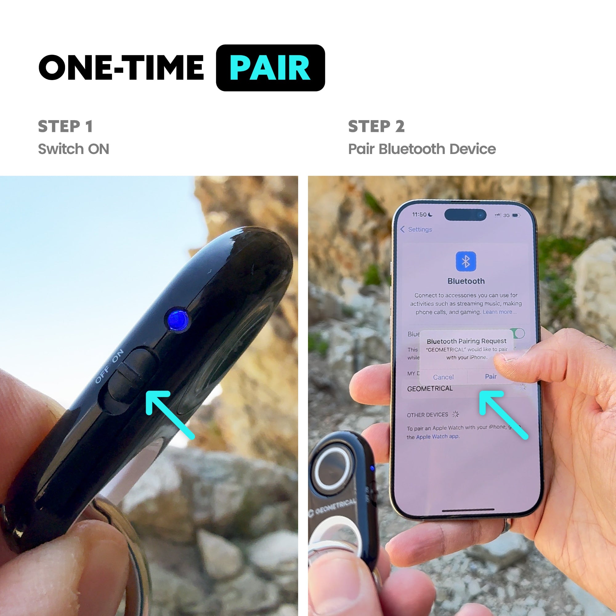 Step-by-step guide on pairing a Bluetooth device with a smartphone.