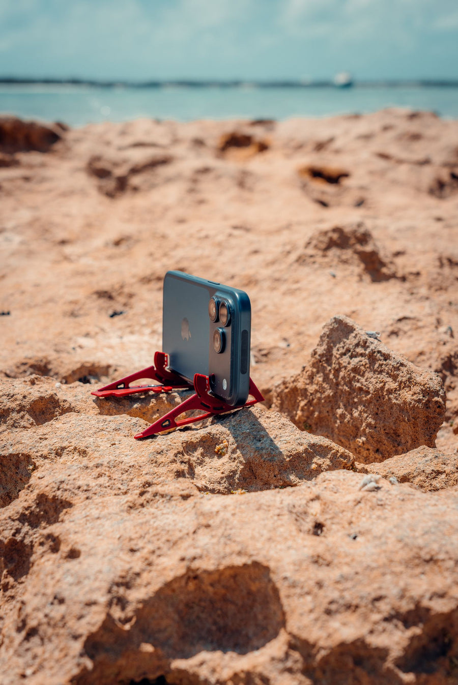 Pocket Tripod set on a rock
