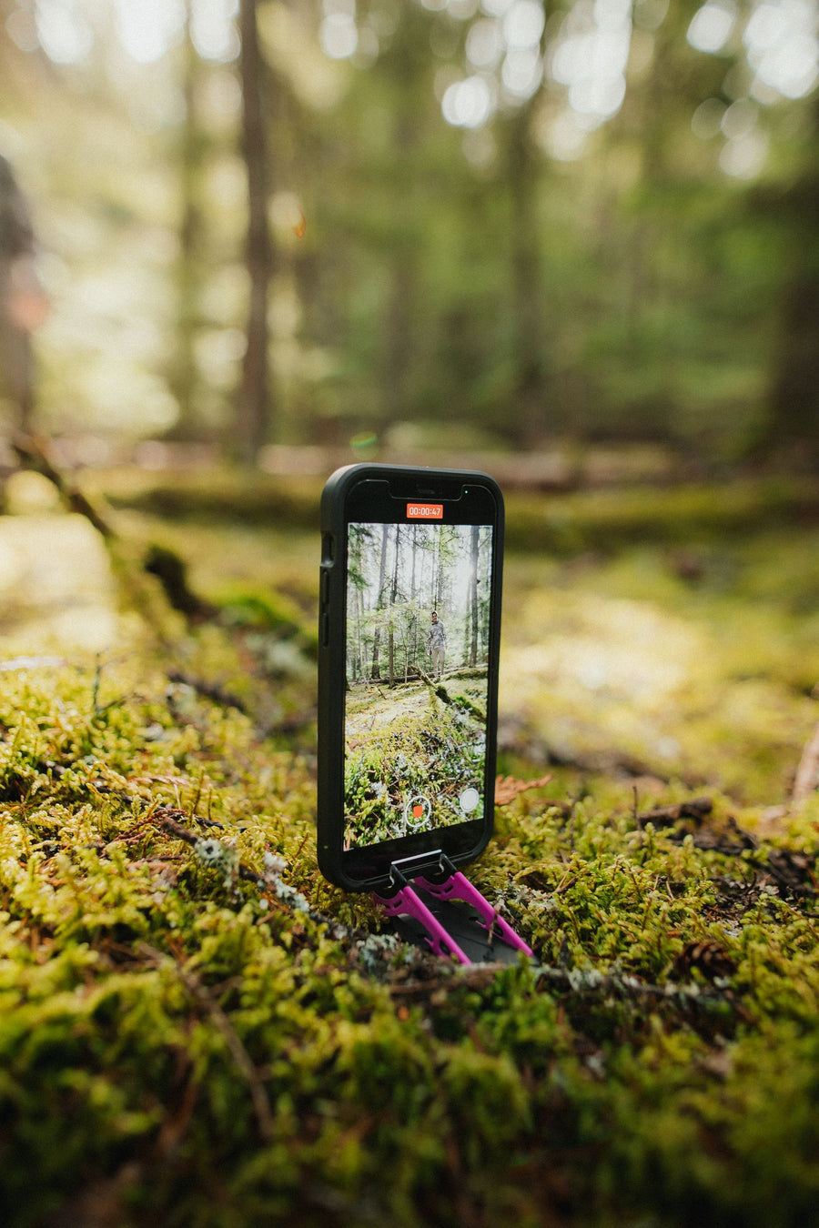 Pocket Tripod standing on moss