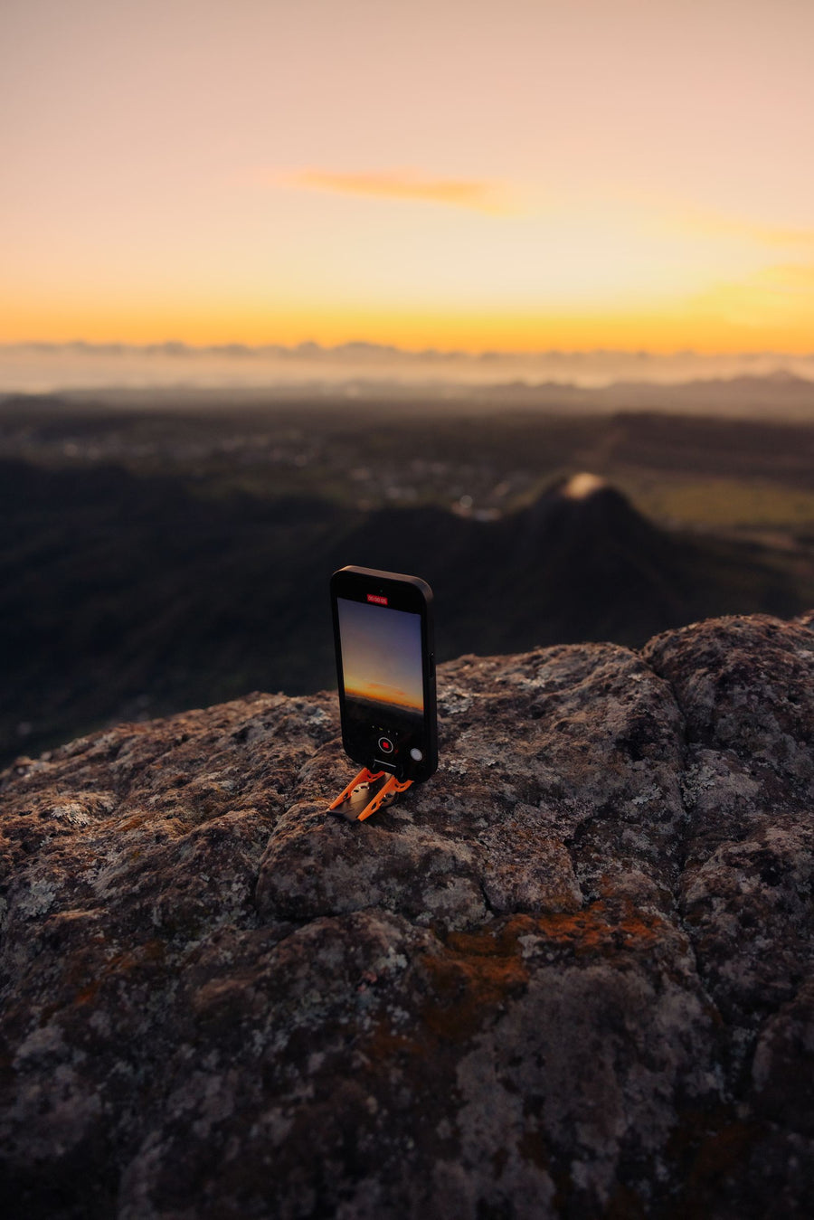 Pocket Tripod held in a palm at the summit