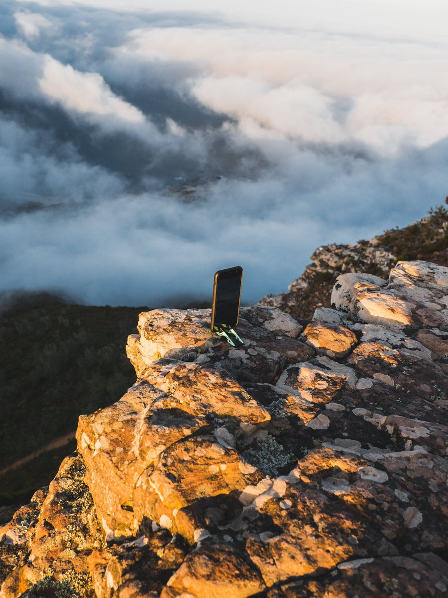 Pocket Tripod on a rock above the cloud line