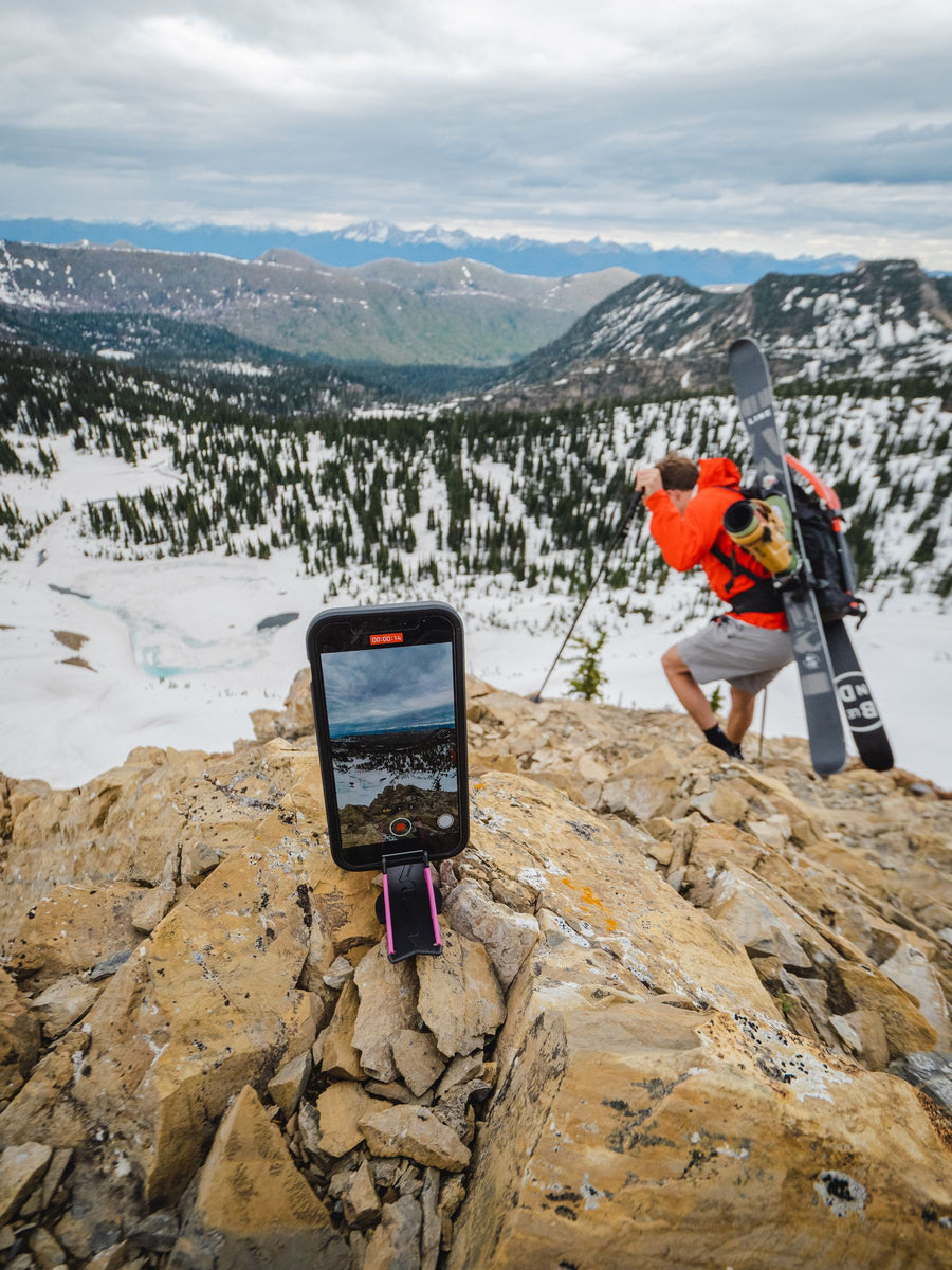Snow ridge behind the phone