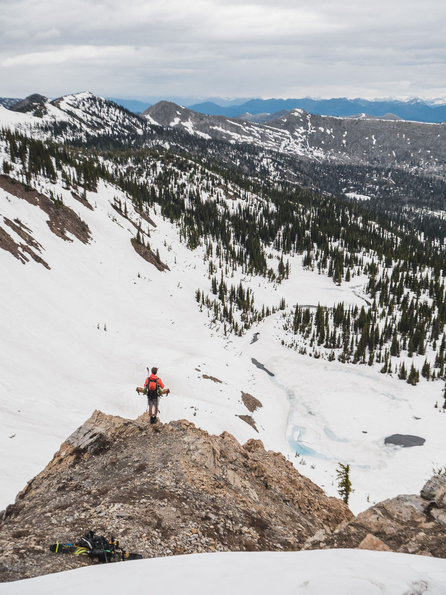 Standing on a snow ridge