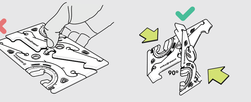 Manual: line the halves up at 90 degrees and push the pin fully into the hinge; do not force